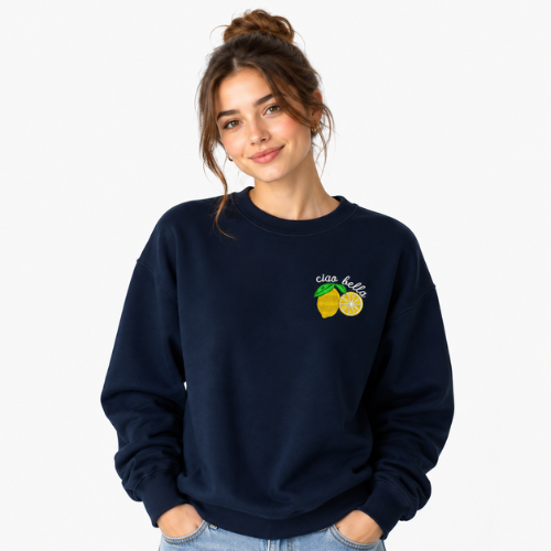 Sudadera Crewneck Azul Midnight “Ciao Bella” 🍋