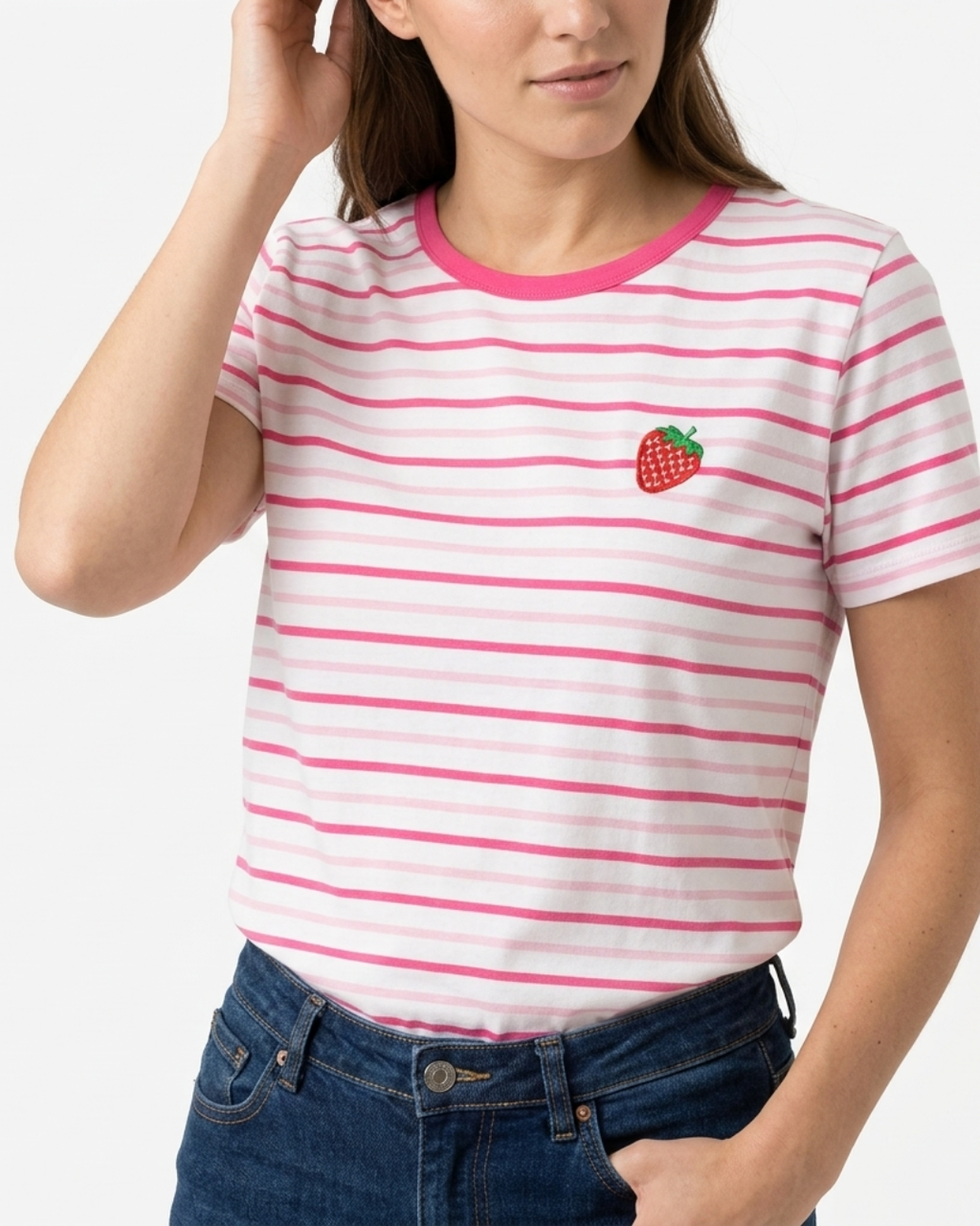 Polo Pima Rayas Bordado Strawberry 🍓