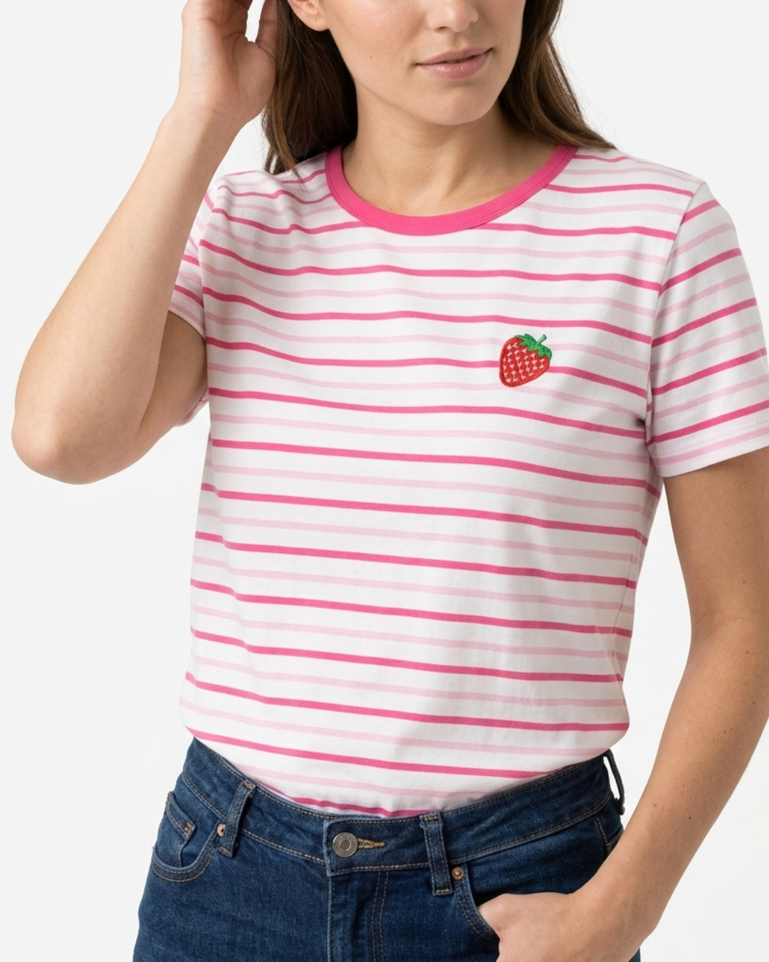 Polo Pima Rayas Bordado Strawberry 🍓