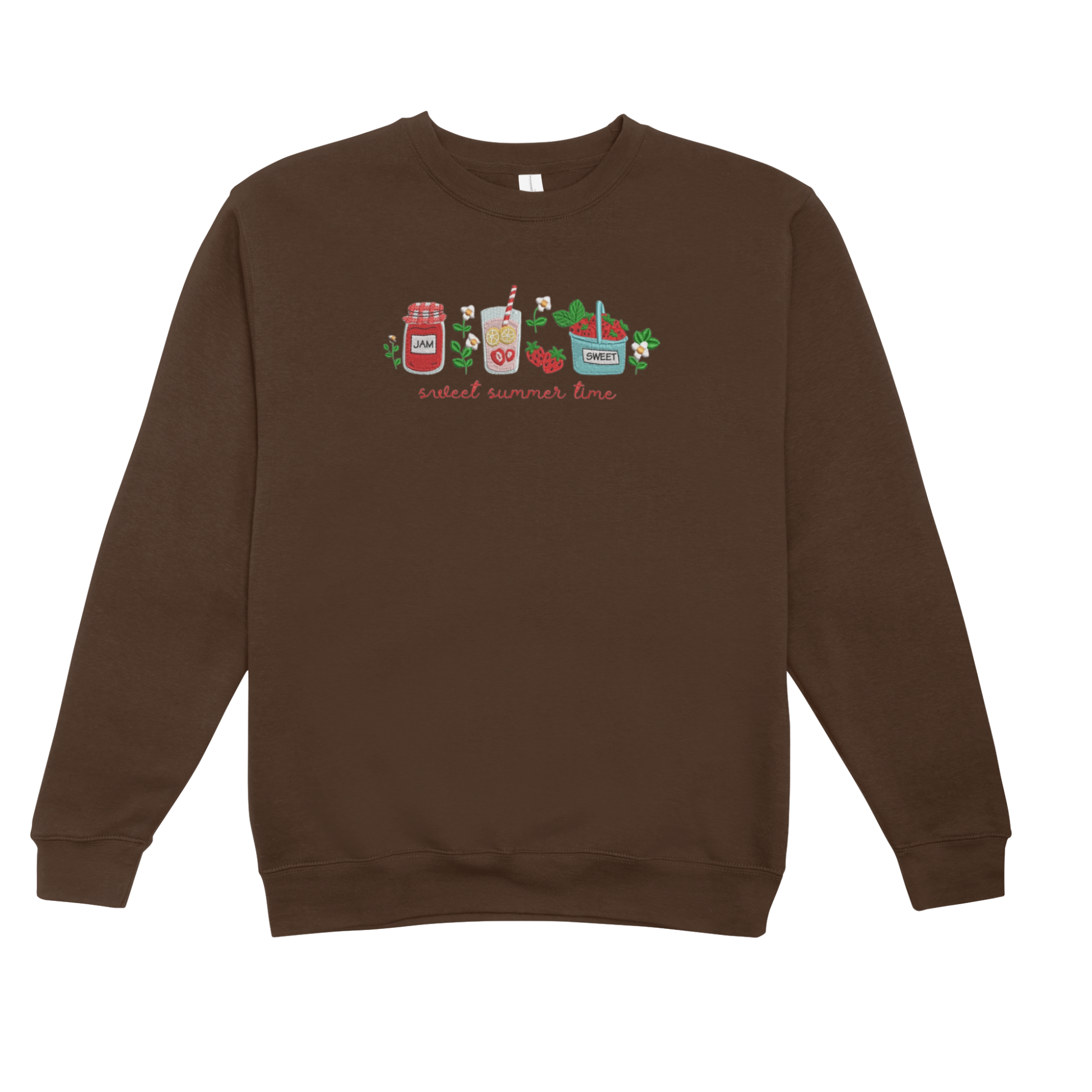 Sudadera Marrón Mujer Bordado Sweet Summer Time Fresas