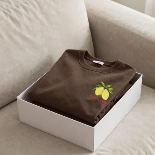 Crewneck Marrón Bordado Ciao Bella – Franela Premium 24/1