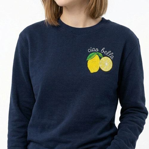 Sudadera Crewneck Azul Midnight “Ciao Bella” 🍋