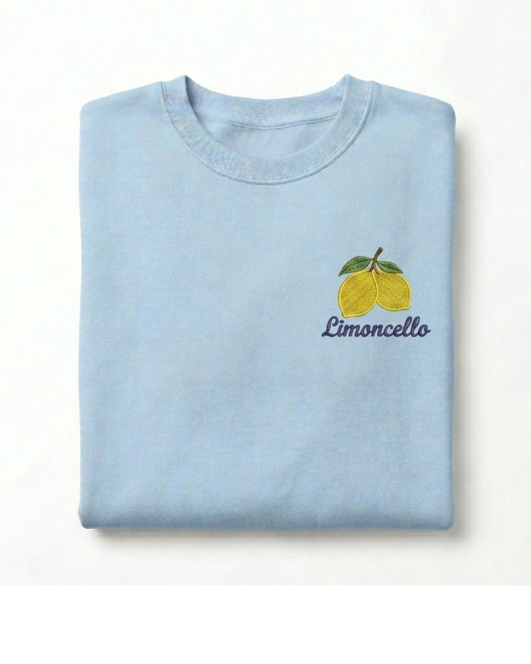 Sudadera de Franela Celeste Limoncello con  Bordado Aesthetic